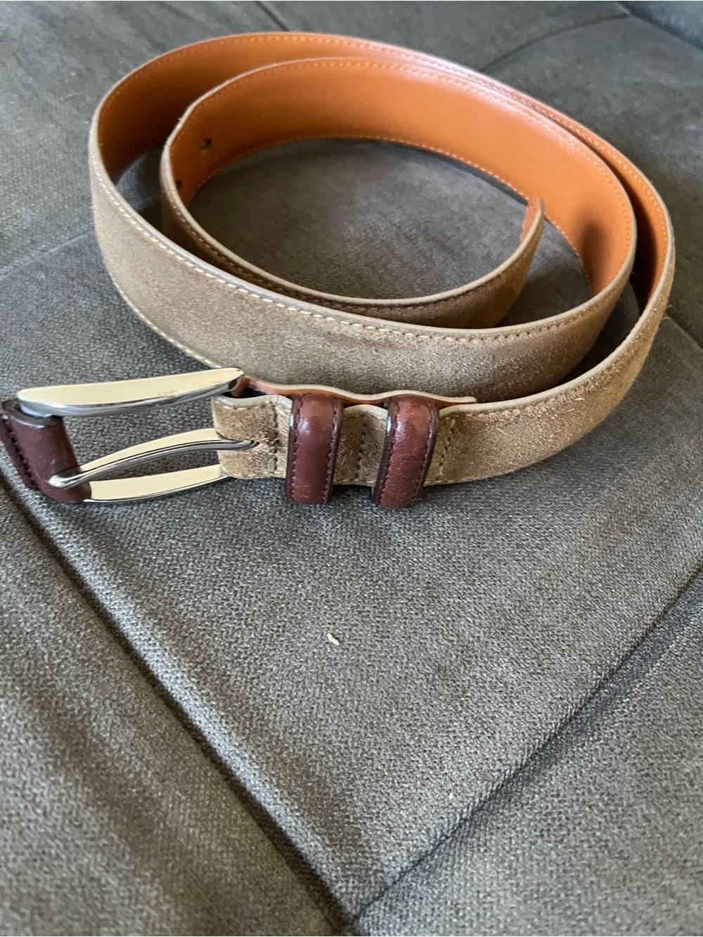 BROOKS BROTHERS Suede Genuine Leather Belt Made in Taiwan 36/90